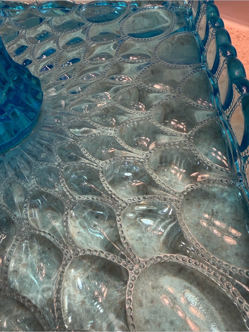 Vintage Fenton Blue Glass Compote & Tray
Set - Picture 8 of 13